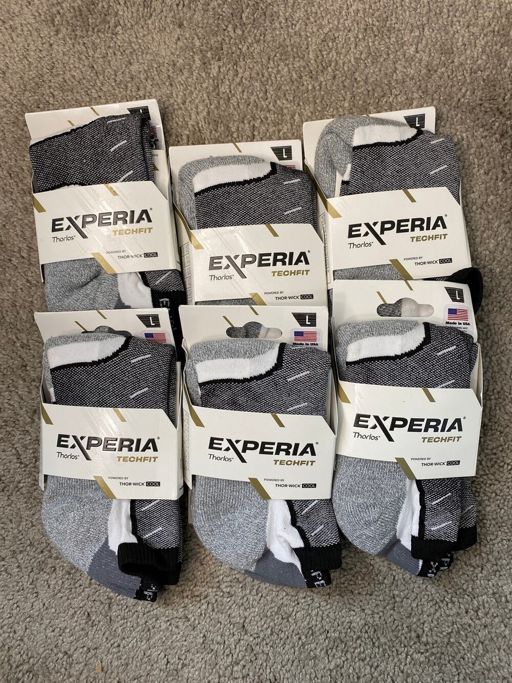 New Thorlos Experia TECHFIT Low-Cut Socks Set of 6 Size Large